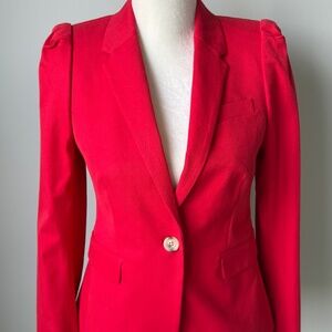 J. Crew Red Puff-Sleeve Blazer – Size 4